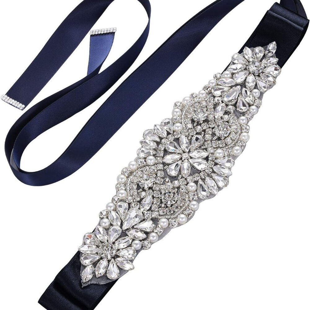 Rhinestone Bridal Belt Wedding Sash Belt Handmade Crystal Beads Wedding Dress Be
